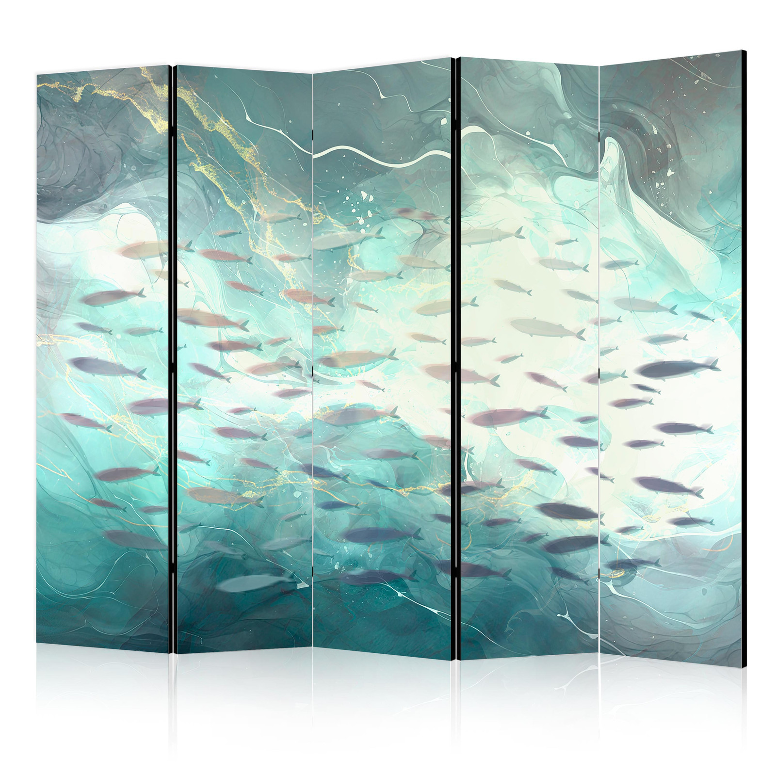 Διαχωριστικο Δωματιου - Escaping Fish - Very Fast Swimming Fishes In Muted Colors Among Sea Depths Ηχοαπορροφητικο 225x172cm