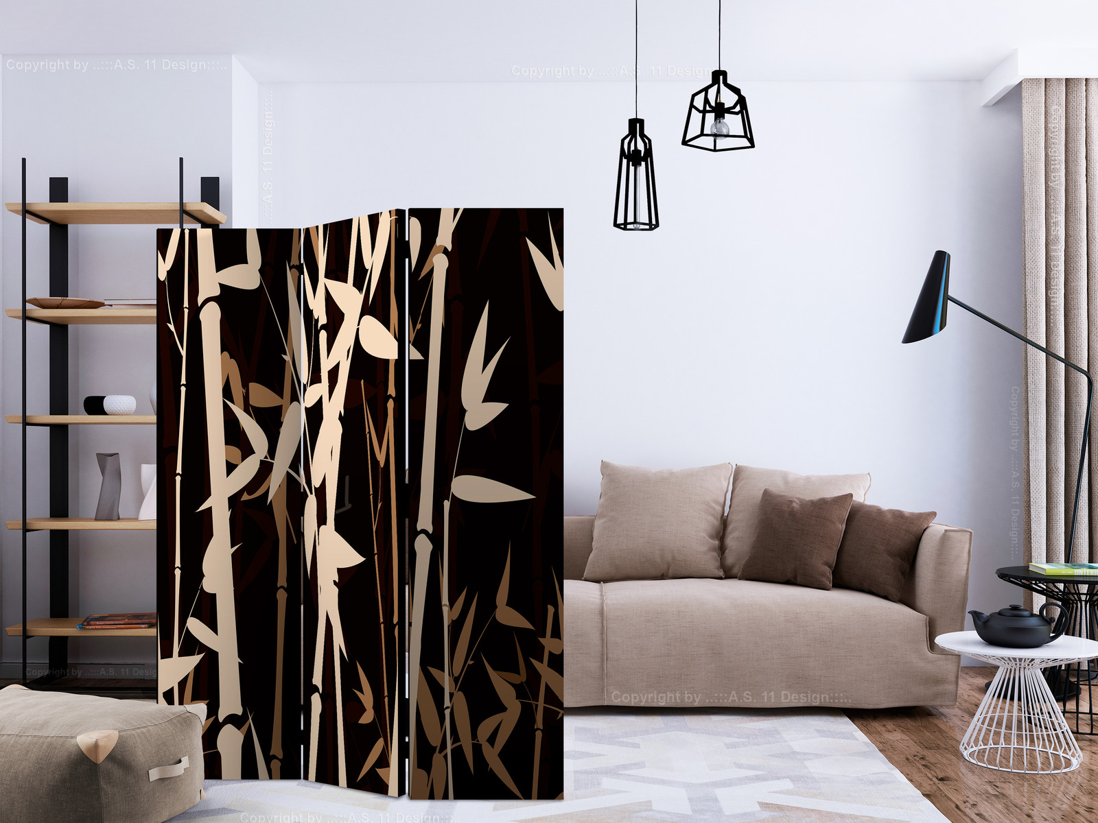 Διαχωριστικο Δωματιου - Bamboos Μονης Οψης 135x172cm