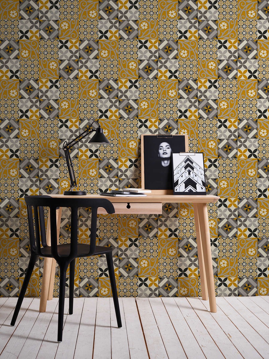 Ταπετσαρια Τοιχου Tiles Διαφορα Χρωματα