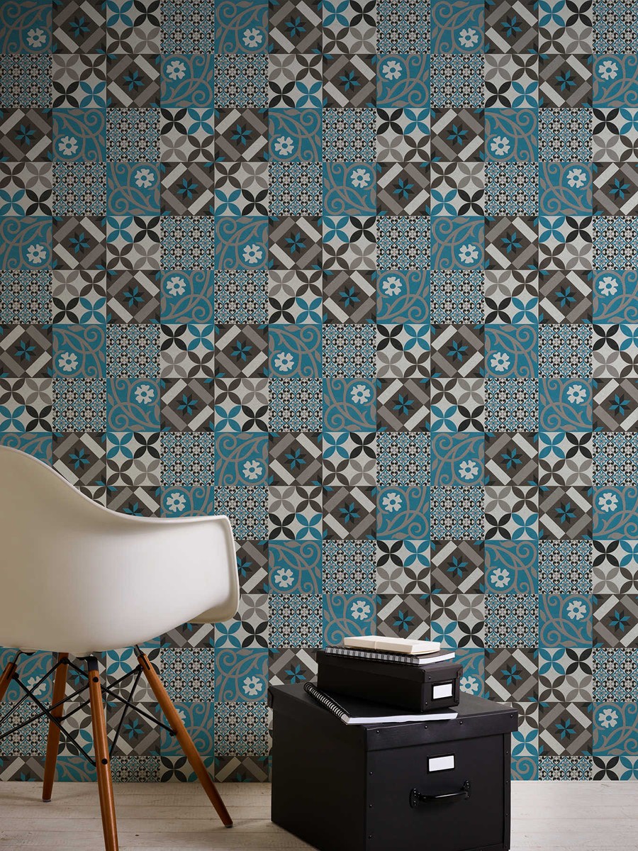 Ταπετσαρια Τοιχου Tiles Διαφορα Χρωματα