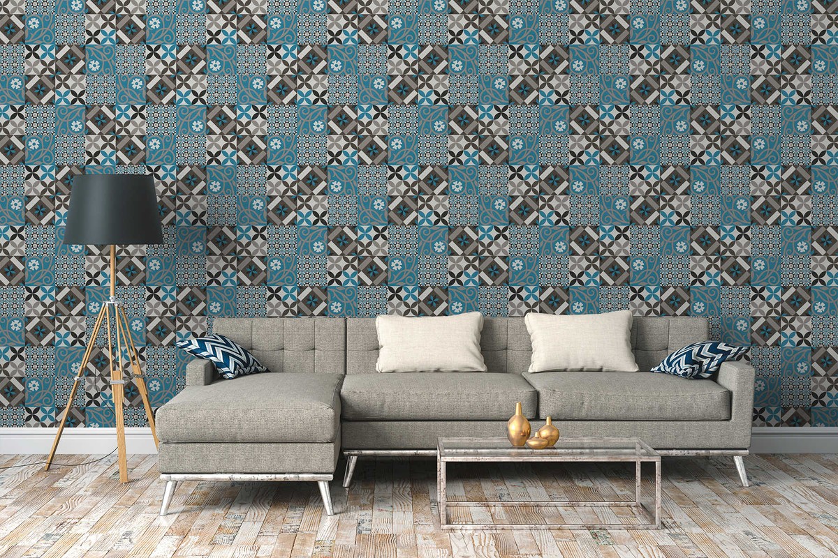 Ταπετσαρια Τοιχου Tiles Διαφορα Χρωματα