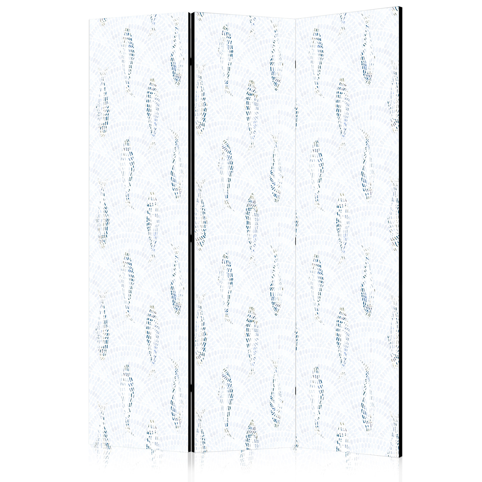 Διαχωριστικο Δωματιου - Delicate Blue Fish - Mosaic Fish In Subtle Blue Color Shades With An Arched Pattern In The Background Μονης Οψης 135x172cm
