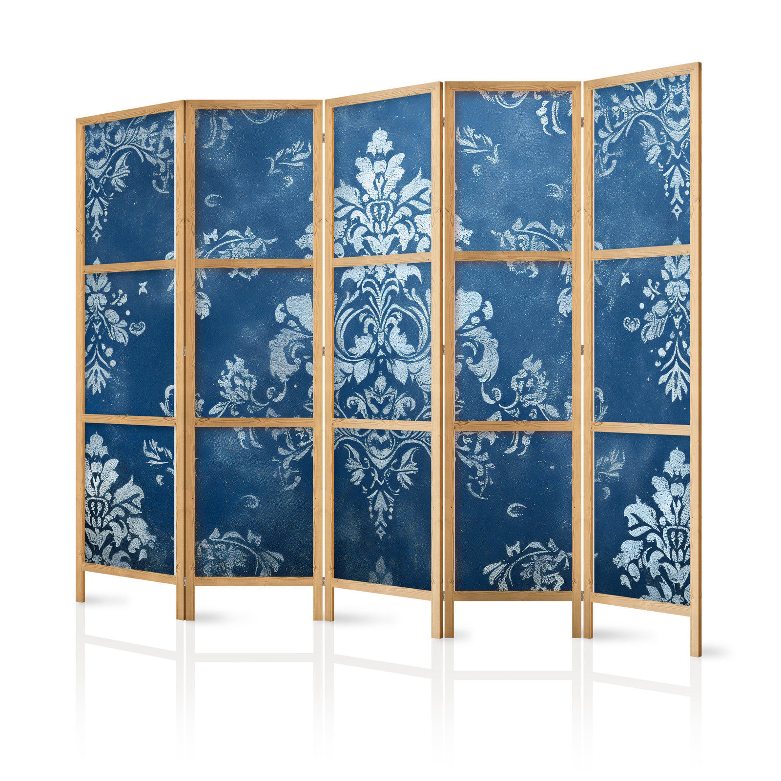 Ιαπωνικο Διαχωριστικο Δωματιου - Retro Ornament -  Decorative Motif In Worn Blues 225x172cm