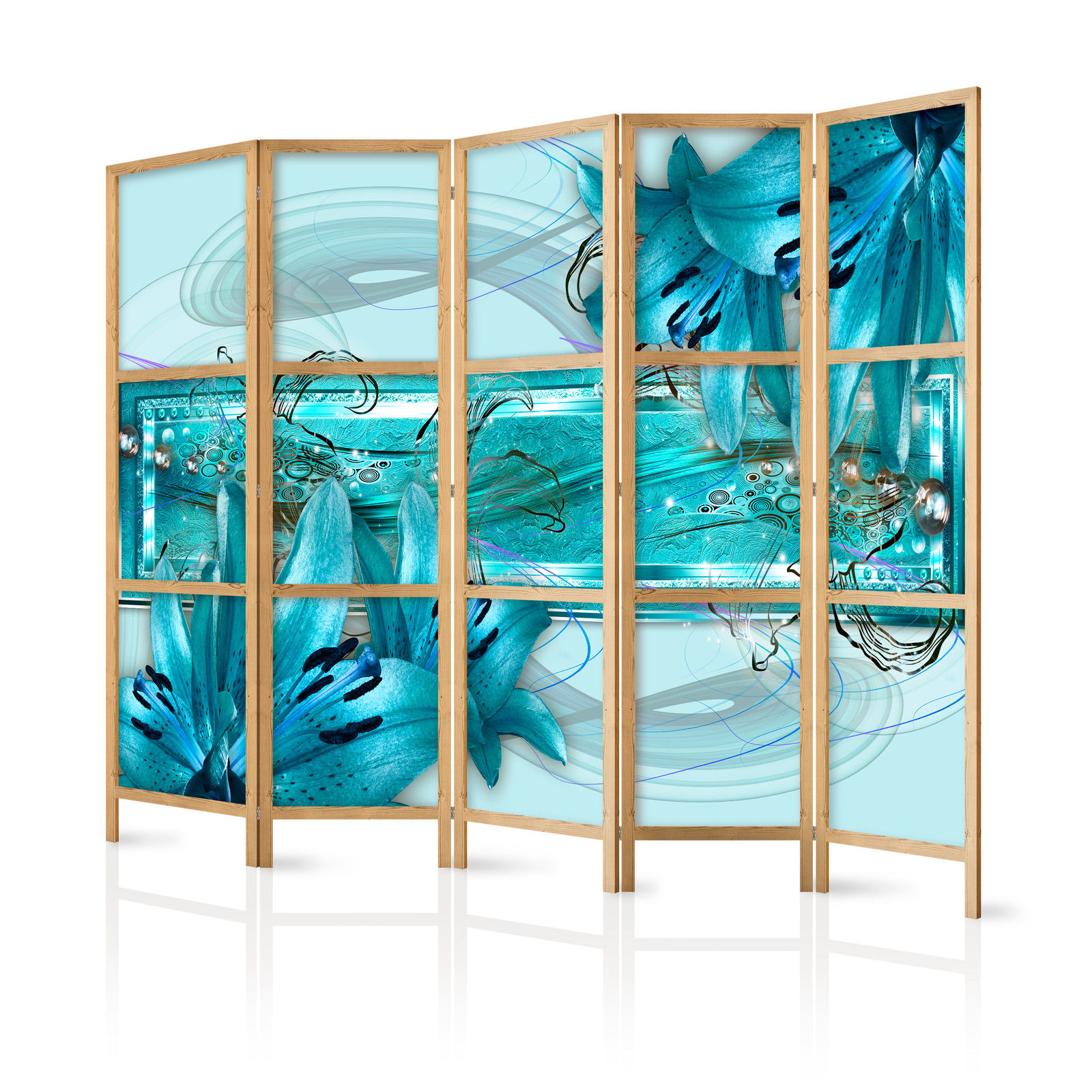 Ιαπωνικο Διαχωριστικο Δωματιου - Lilies In Pale Blue Ii 225x172cm