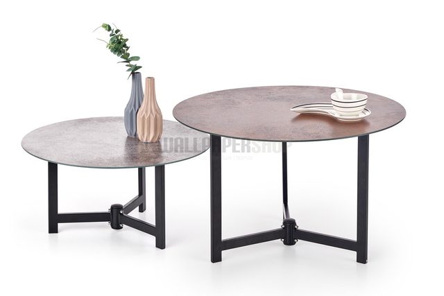 Double Σετ 2 Τραπεζακια Σαλονιου Καφε / Γκρι