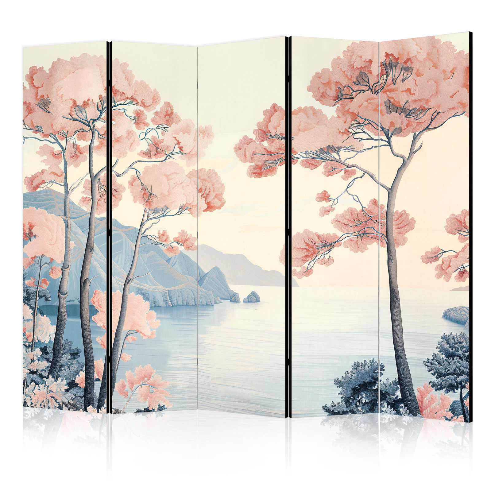 Διαχωριστικο Δωματιου - Landscape With The Ocean - Cliffs - And Trees In Delicate Pink Shades Μονης Οψης 225x172cm