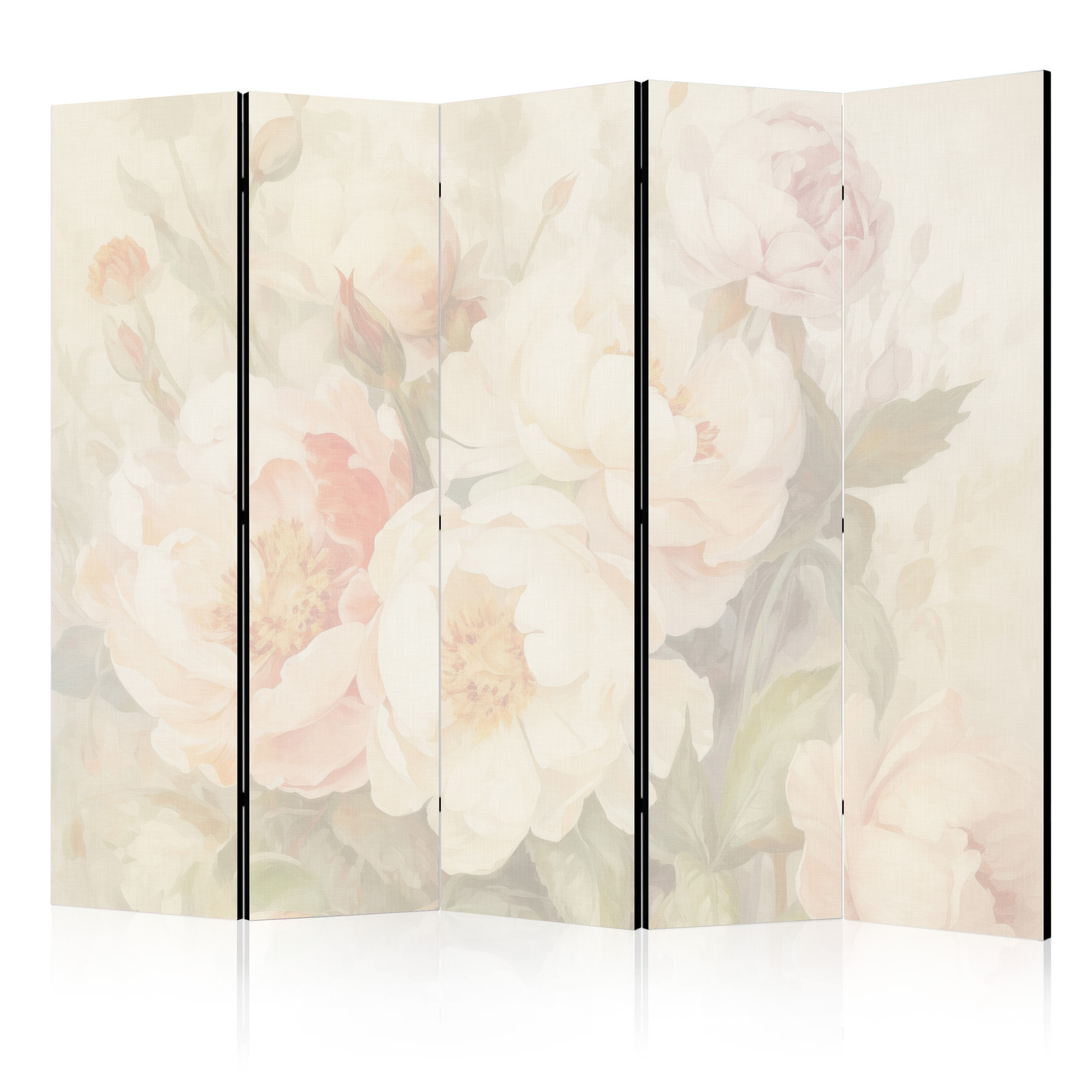 Διαχωριστικο Δωματιου - Blooming Peonies - Bright Large Flowers Enveloped In White Mist Μονης Οψης 225x172cm
