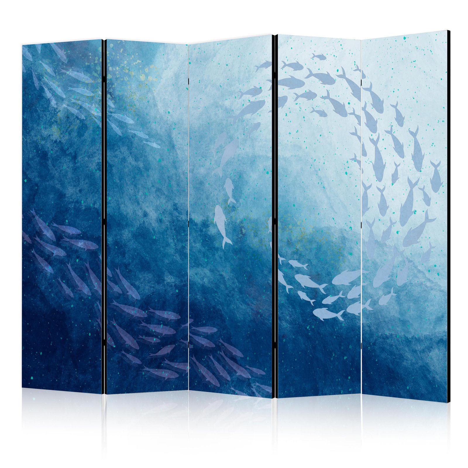 Διαχωριστικο Δωματιου - Schools Of Fish - Luminous Clusters Of Fish In Blue Colors Among Sea Depths Διπλης Οψης 225x172cm