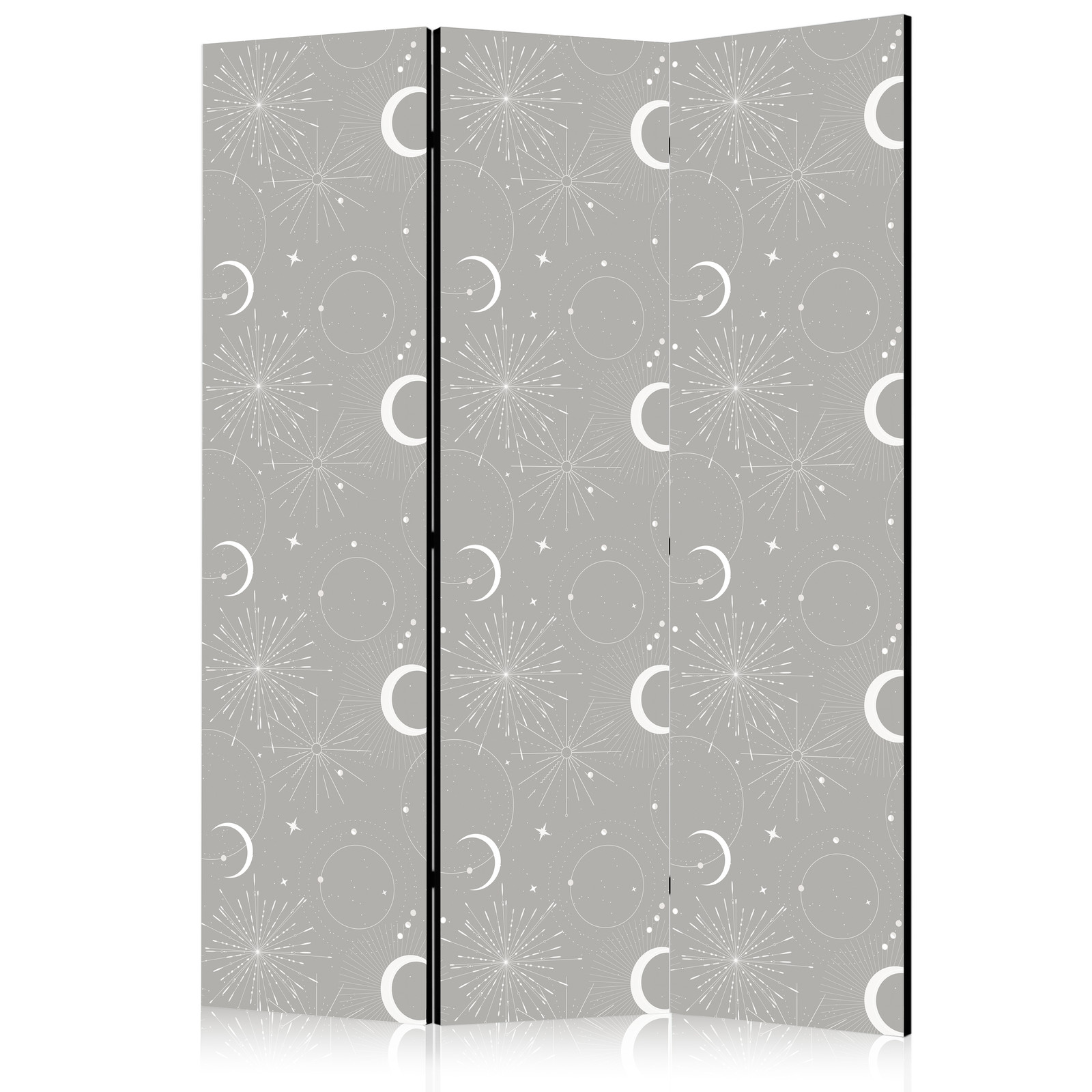 Διαχωριστικο Δωματιου - Cosmic Fireworks - Elegant Pattern With Moons And Stars On A Gray Background Ηχοαπορροφητικο 135x172cm