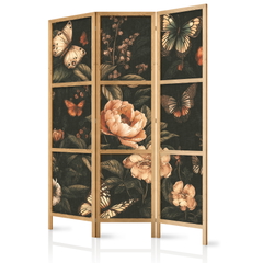 Ιαπωνικο Διαχωριστικο Δωματιου - Mysterious Garden - Butterflies Flying Over Flowers - Rustic Evening 135x172cm