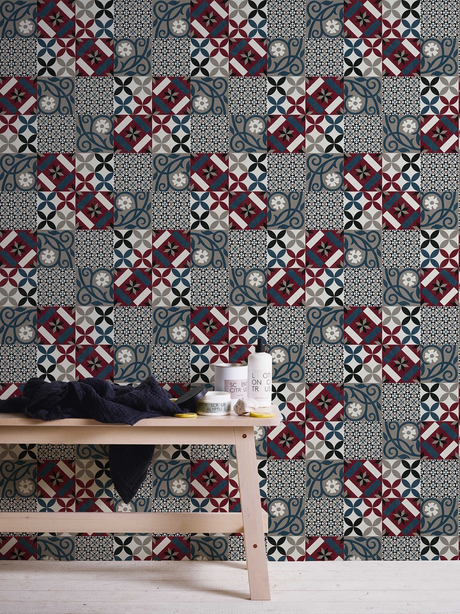 Ταπετσαρια Τοιχου Tiles Διαφορα Χρωματα