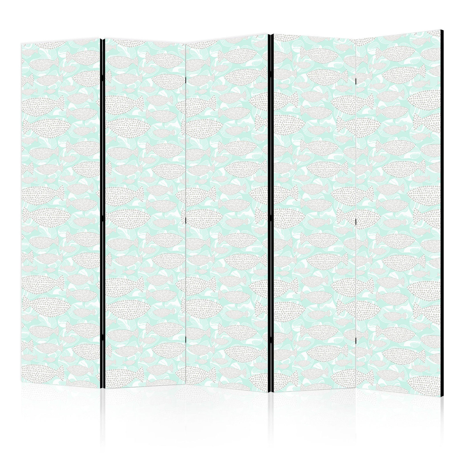 Διαχωριστικο Δωματιου - Minimalist Fish - Fishes With Grey Dots Against A Crystal Sheet Of Water In Mint Green Colors Ηχοαπορροφητικο 225x172cm