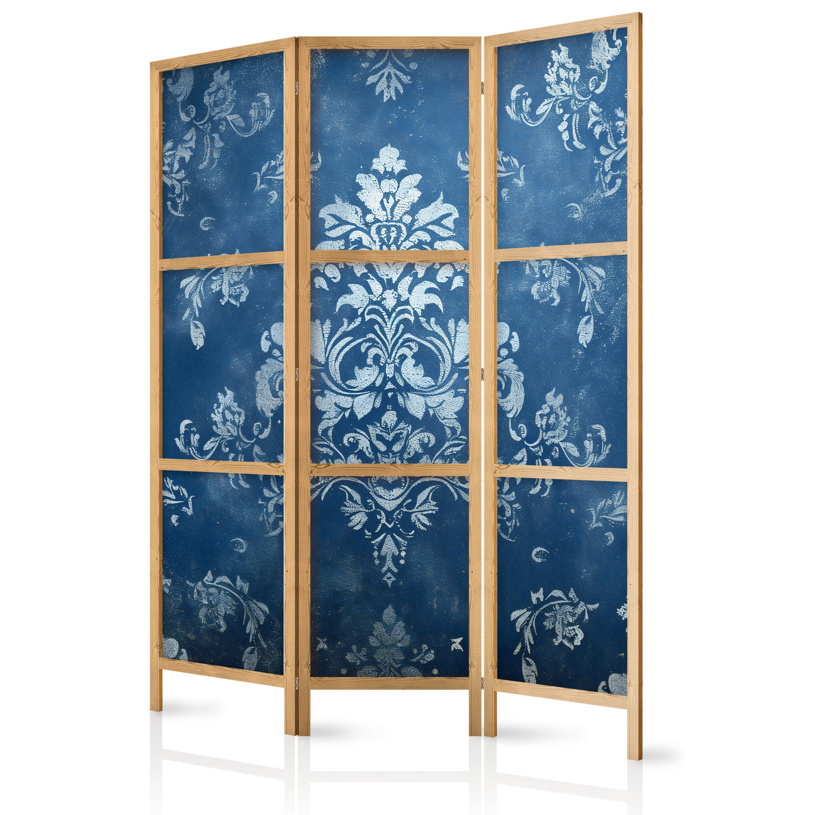 Ιαπωνικο Διαχωριστικο Δωματιου - Retro Ornament -  Decorative Motif In Worn Blues 135x172cm