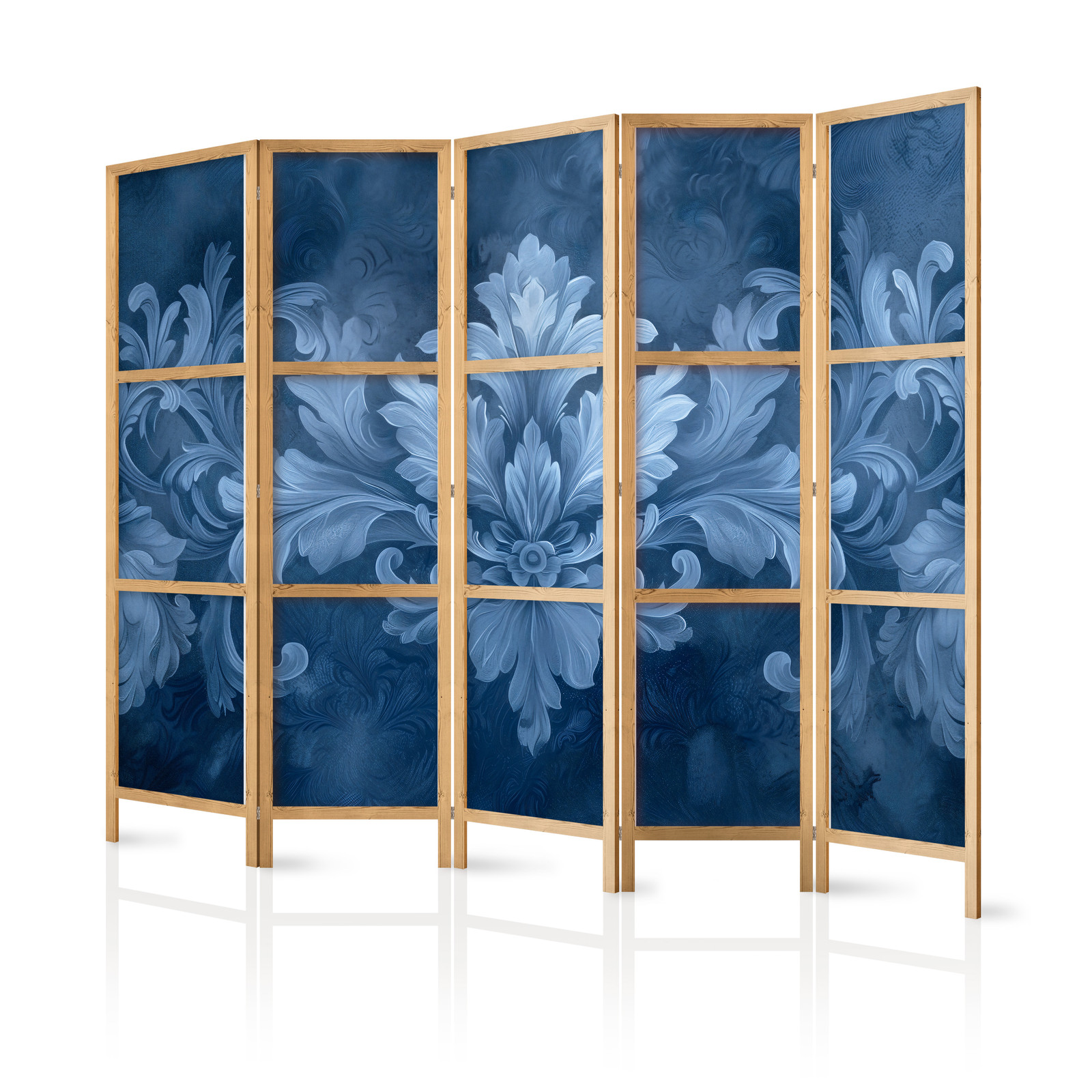 Ιαπωνικο Διαχωριστικο Δωματιου - Ornament In Blue And Cool Colors - Dark Blue Decoration 225x172cm