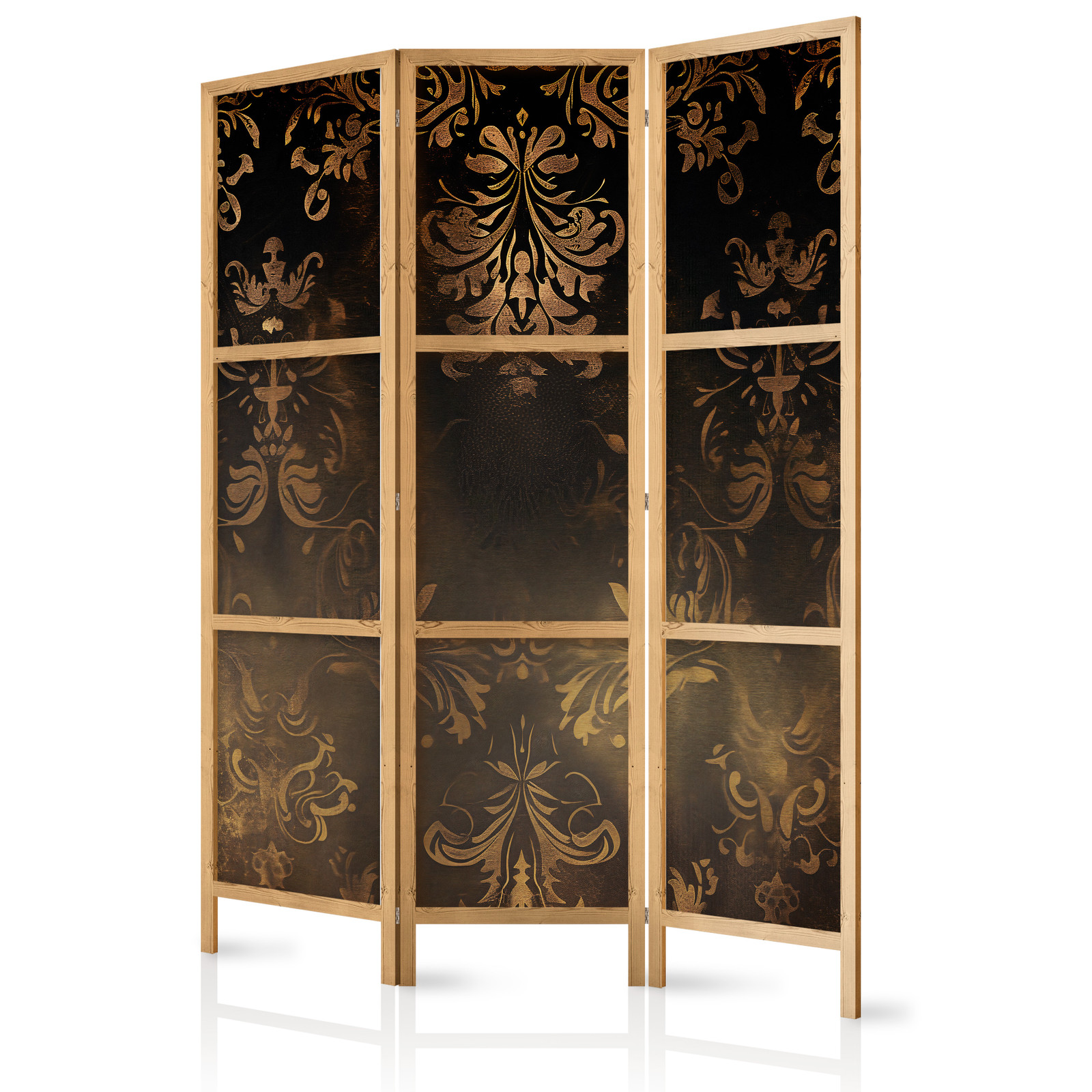 Ιαπωνικο Διαχωριστικο Δωματιου - Floral Ornaments Carved In Delicate Sepia And Brown Shades 135x172cm