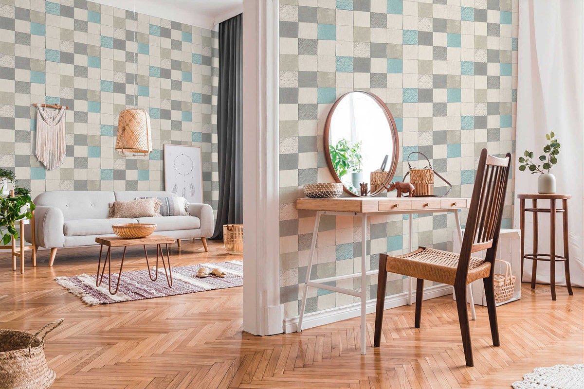 Ταπετσαρια Τοιχου Tiles Διαφορα Χρωματα