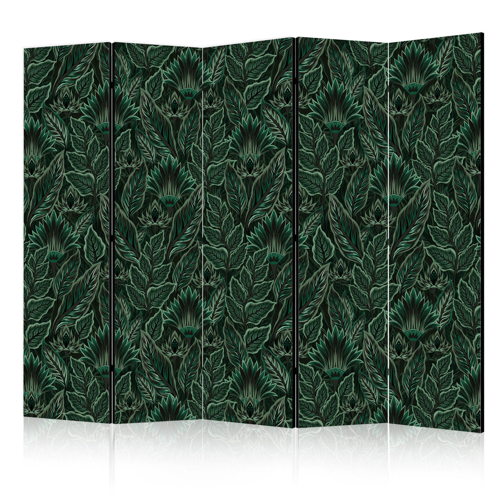 Διαχωριστικο Δωματιου - Dense Vegetation - Botanical Patterns In Illustrative Style; Green Μονης Οψης 225x172cm