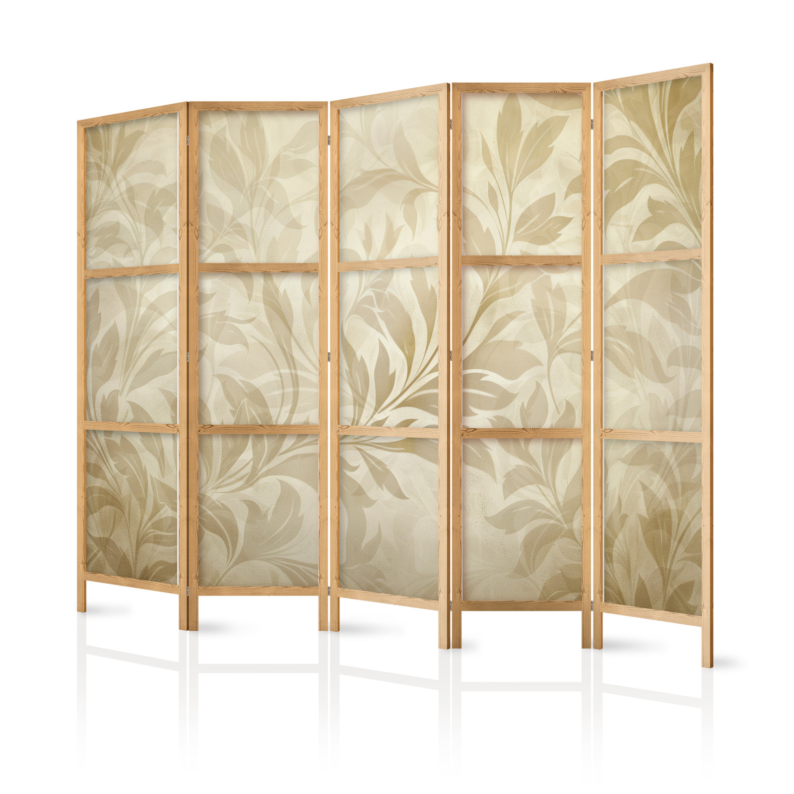 Ιαπωνικο Διαχωριστικο Δωματιου - Botanical Motif With Leaves And Vines In Sandy Colors 225x172cm