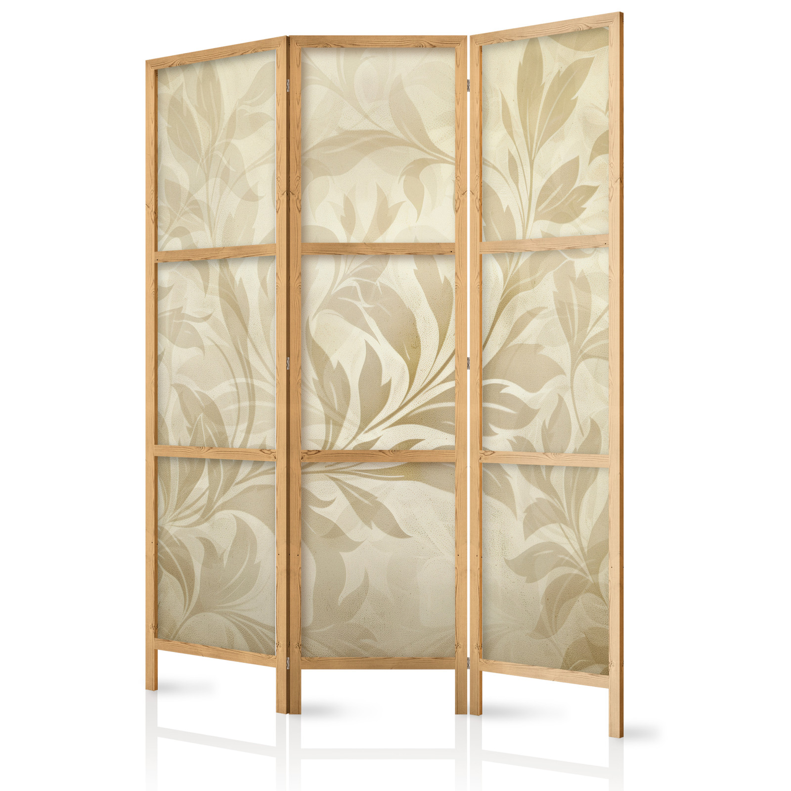 Ιαπωνικο Διαχωριστικο Δωματιου - Botanical Motif With Leaves And Vines In Sandy Colors 135x172cm