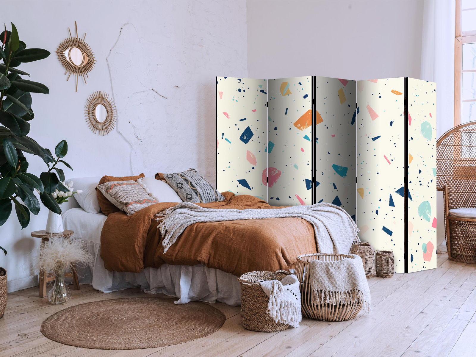 Διαχωριστικο Δωματιου - Terrazzo With Multicolored - Large Elements - Cheerful Pattern On A Light Background Μονης Οψης 225x172cm