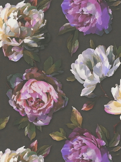 Ταπετσαρια Τοιχου Τριανταφυλλο Ανθρακι