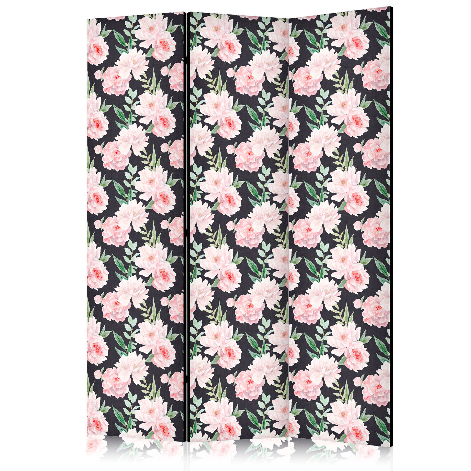 Διαχωριστικο Δωματιου - Peonies - Pink Flowers And Green Leaves On A Graphite Background Ηχοαπορροφητικο 135x172cm