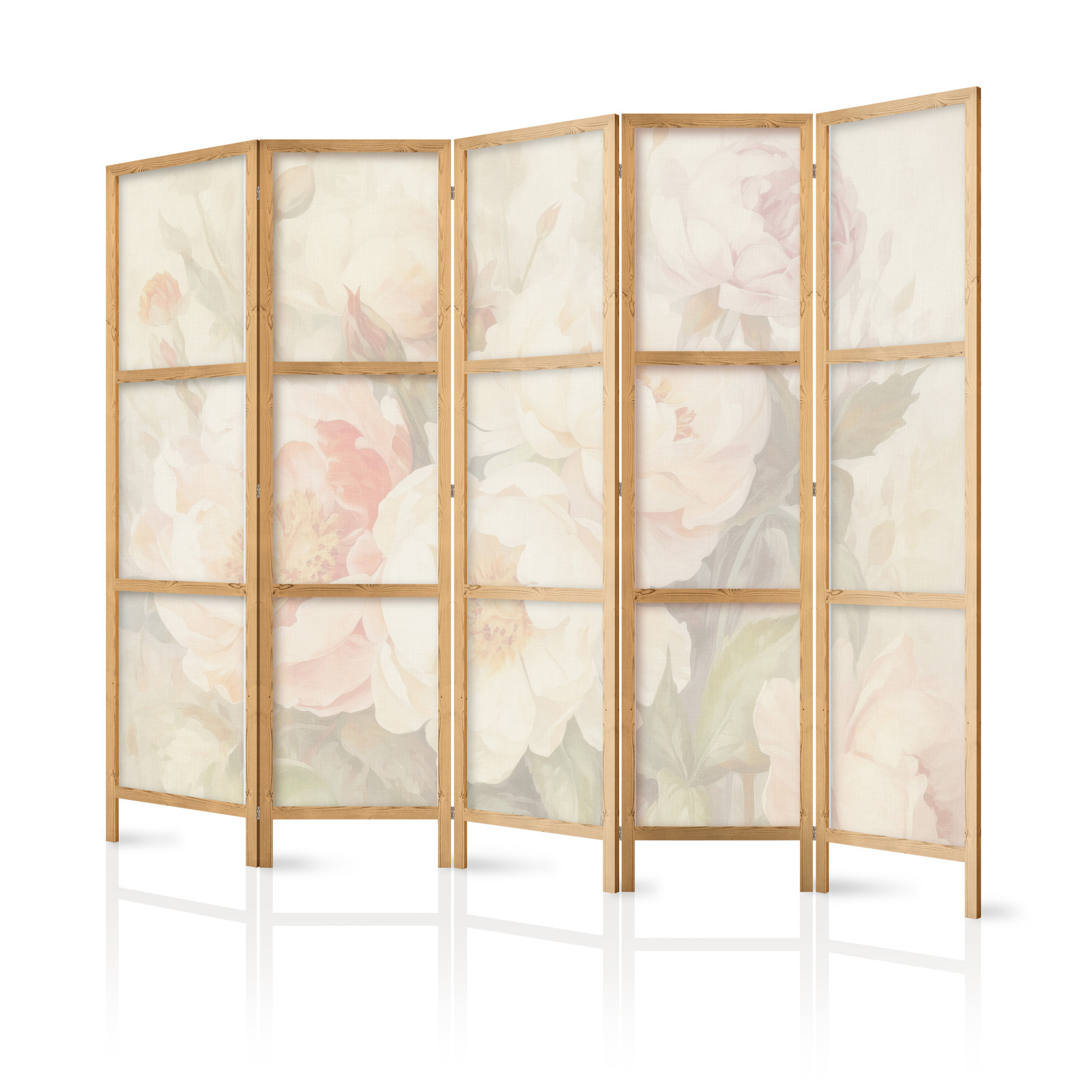 Ιαπωνικο Διαχωριστικο Δωματιου - Blooming Peonies - Bright Large Flowers Enveloped In White Mist 225x172cm