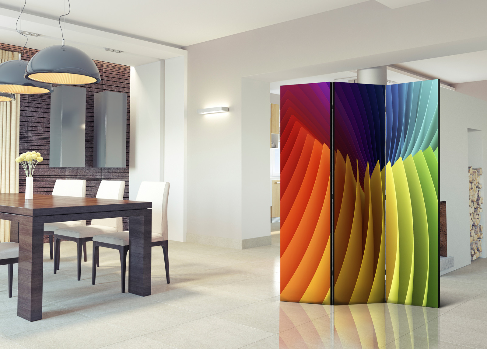 Διαχωριστικο Δωματιου - Rainbow Wave Μονης Οψης 135x172cm