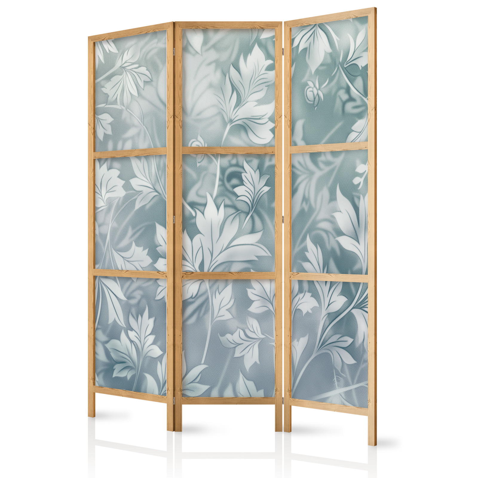 Ιαπωνικο Διαχωριστικο Δωματιου - Ornaments In Worn Muted Turquoises - Delicate Plant Pattern 135x172cm