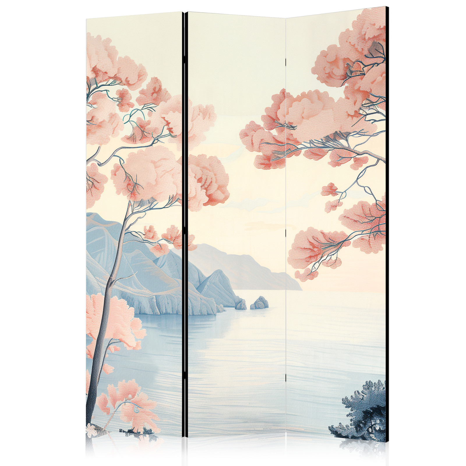 Διαχωριστικο Δωματιου - Landscape With The Ocean - Cliffs - And Trees In Delicate Pink Shades Μονης Οψης 135x172cm