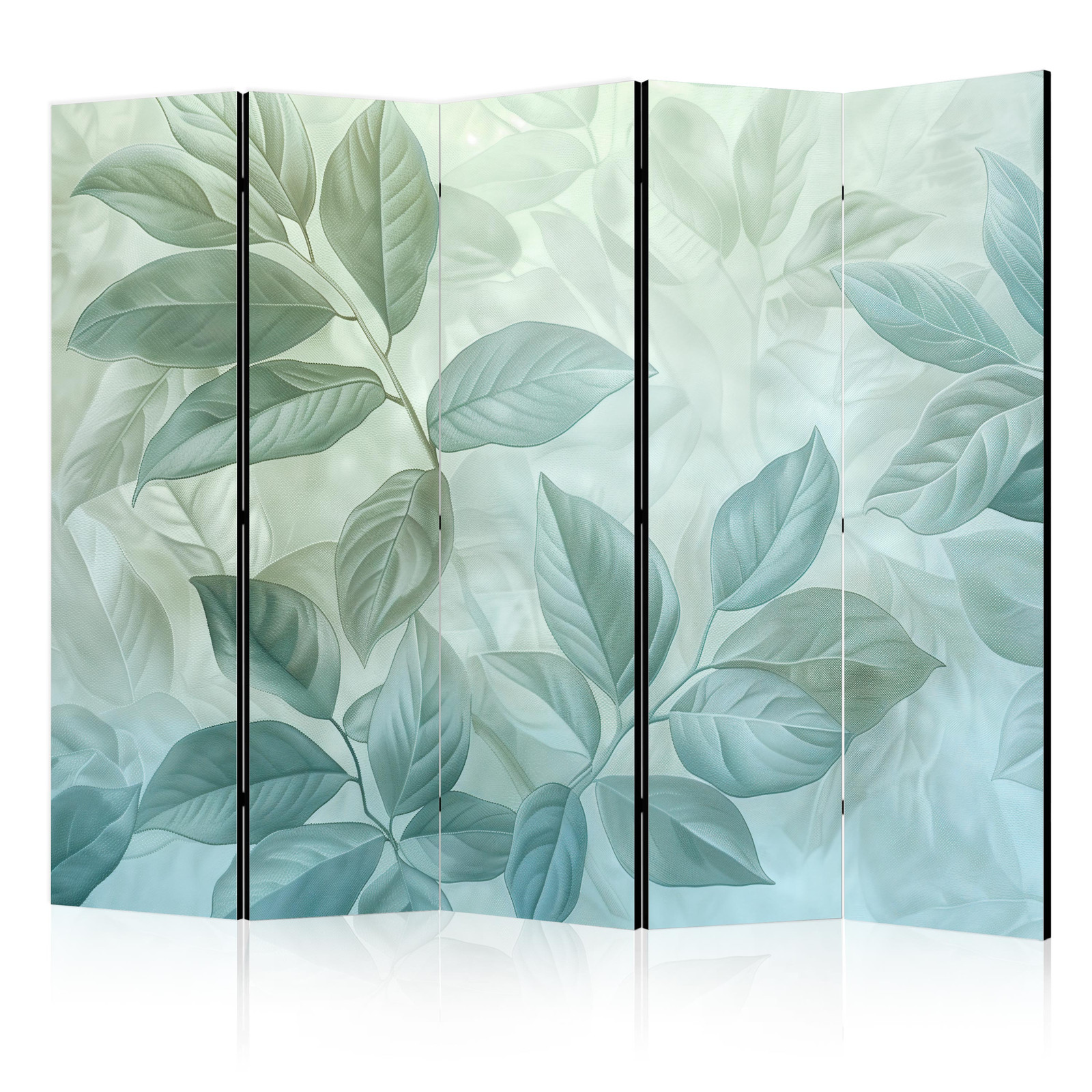 Διαχωριστικο Δωματιου - Large Leaves In Green-mint Shades - Botanical Motif Μονης Οψης 225x172cm