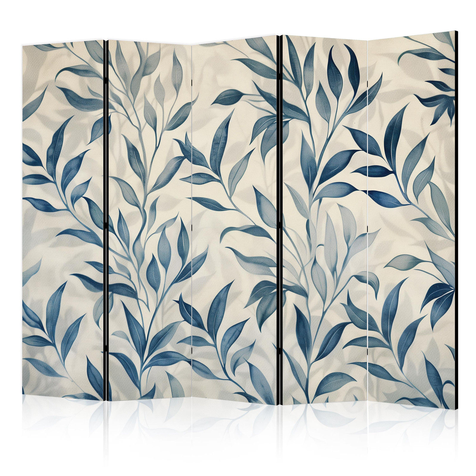 Διαχωριστικο Δωματιου - Leaves In Blue Colors - Delicate Botanical Motif Μονης Οψης 225x172cm