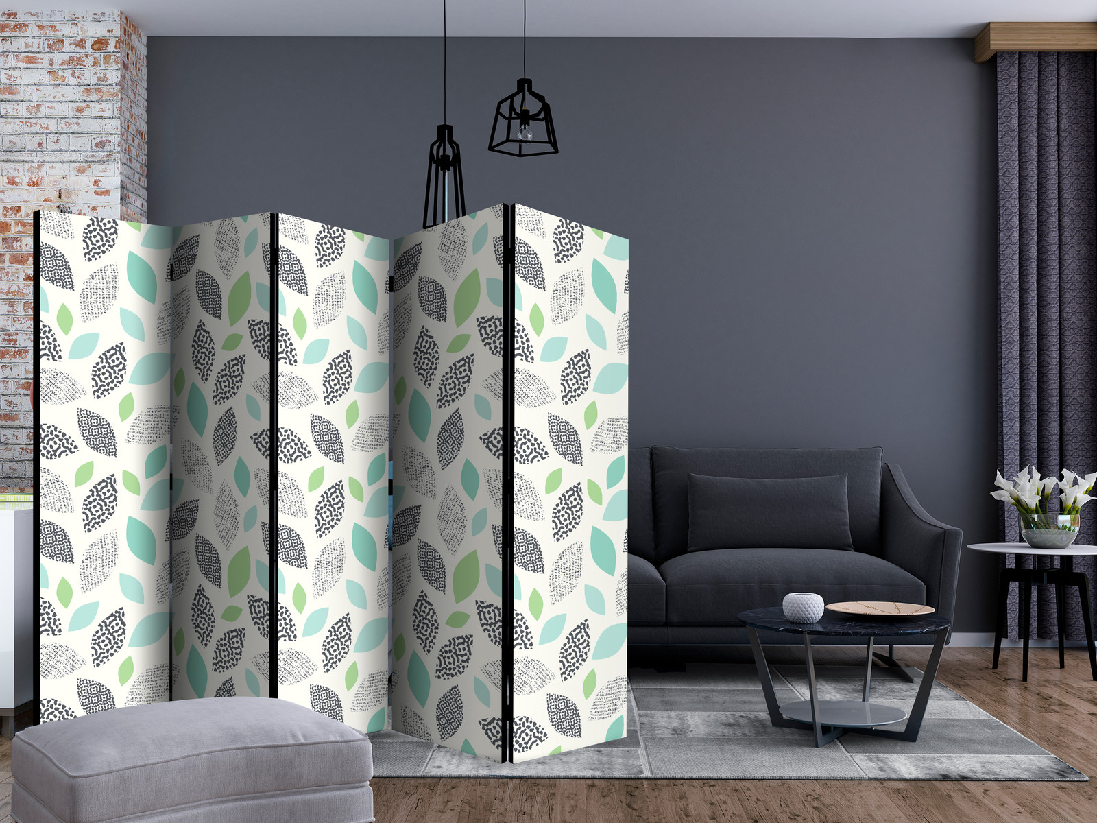 Διαχωριστικο Δωματιου - Patterned Leaves Ii Μονης Οψης 225x172cm
