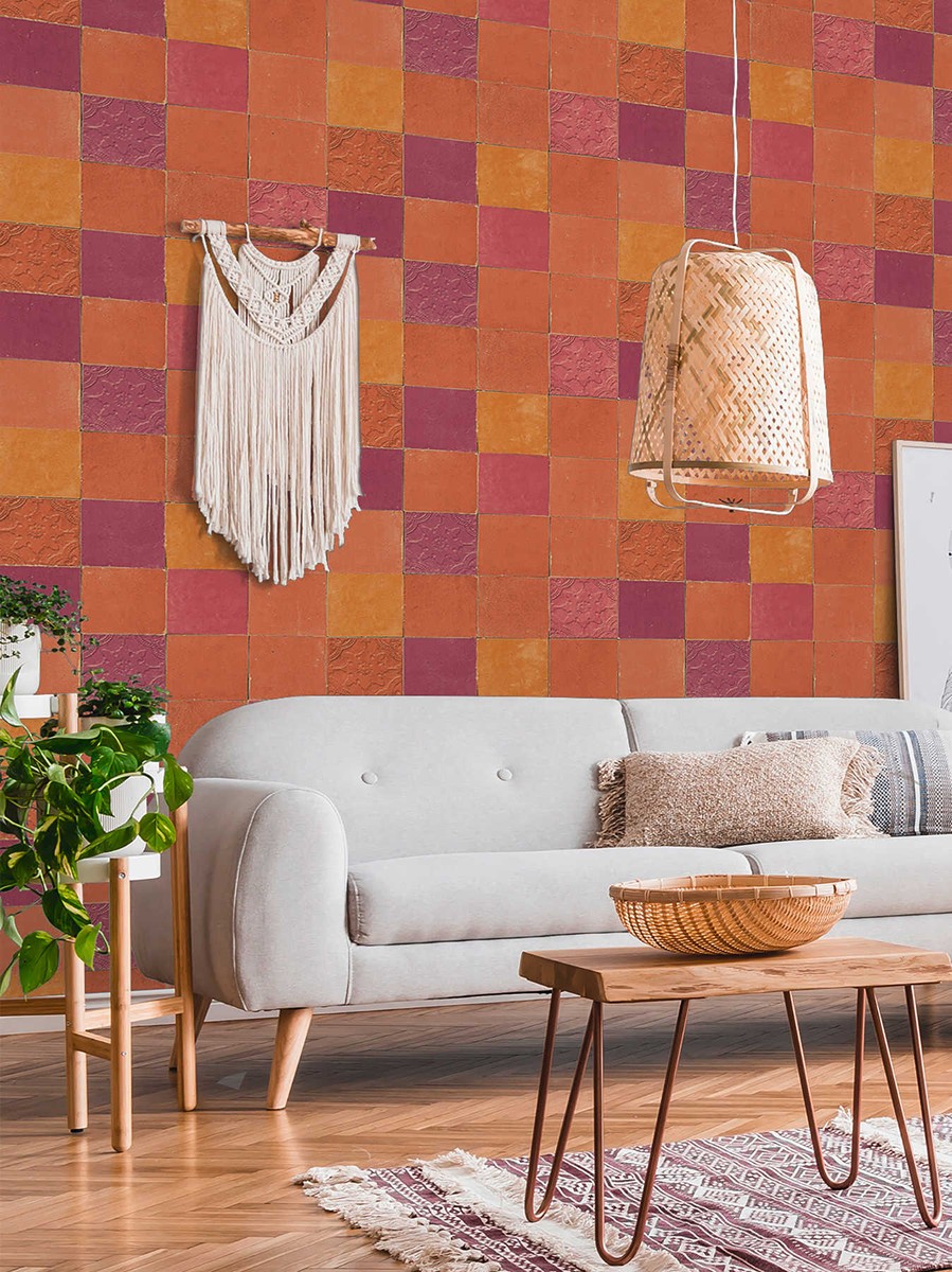 Ταπετσαρια Τοιχου Tiles Διαφορα Χρωματα