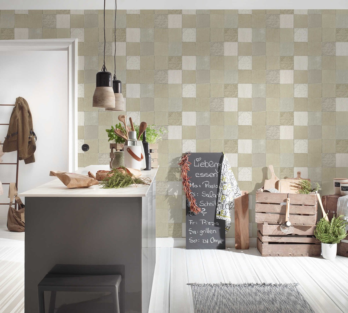 Ταπετσαρια Τοιχου Tiles Διαφορα Χρωματα