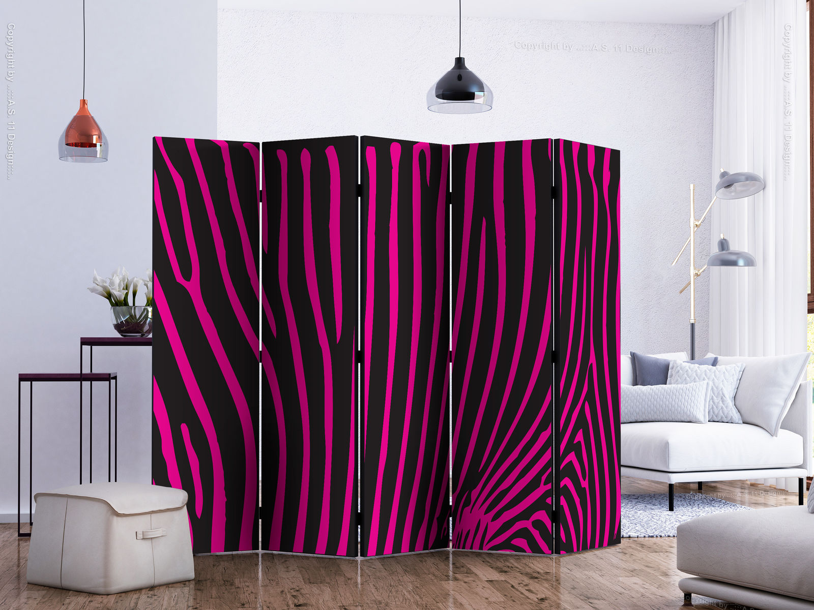 Διαχωριστικο Δωματιου - Zebra Pattern violet Ii Μονης Οψης 225x172cm