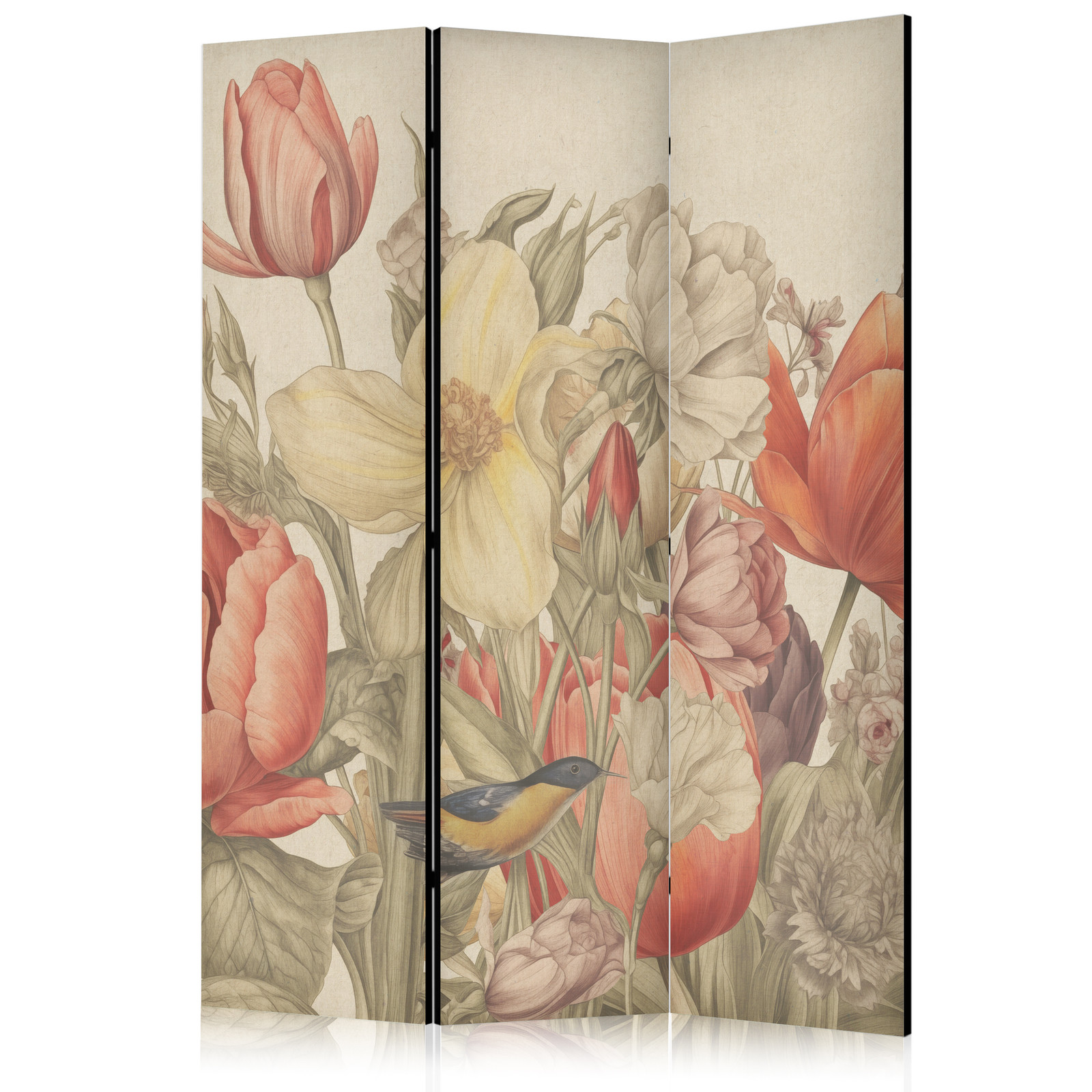 Διαχωριστικο Δωματιου - Bouquet With Tulips - Colorful Flowers On A Light Background - Illustration Μονης Οψης 135x172cm