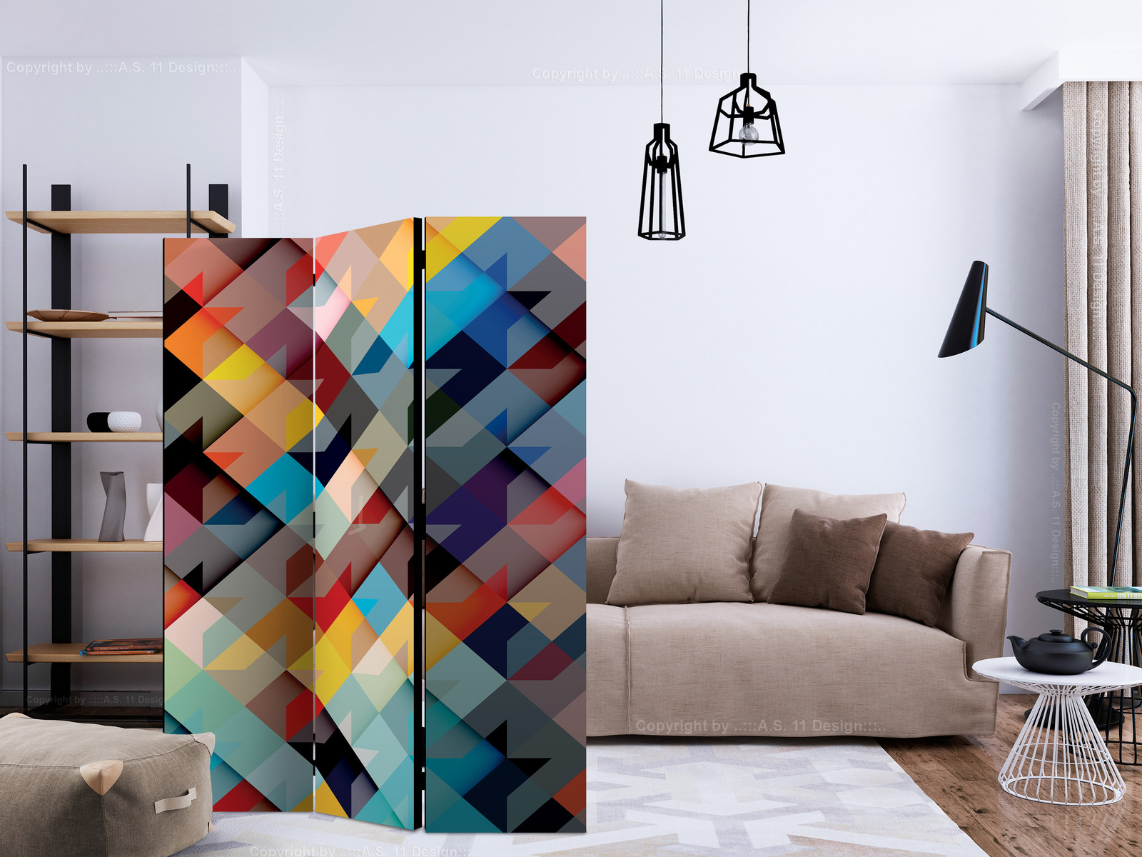 Διαχωριστικο Δωματιου - Colour Patchwork Μονης Οψης 135x172cm