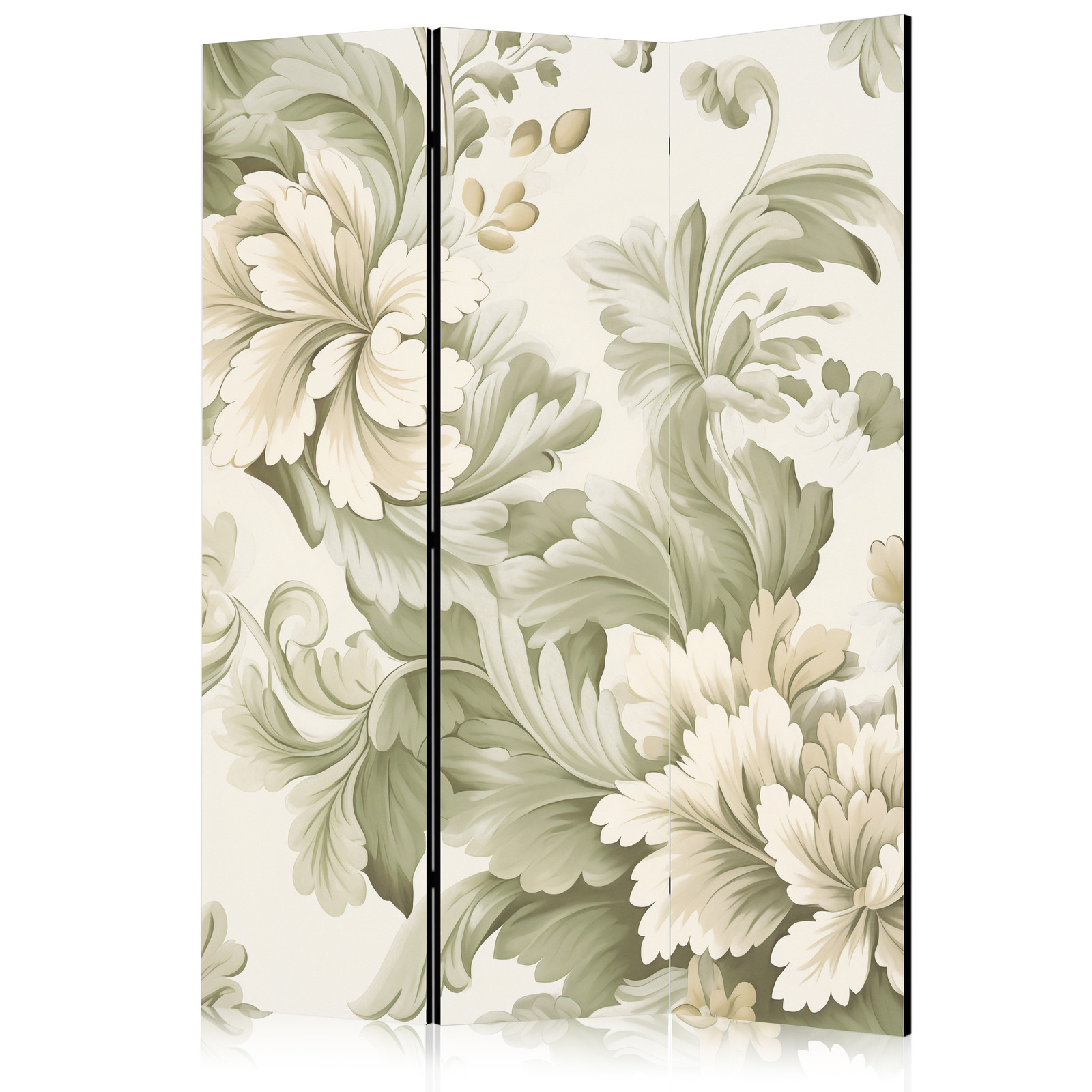 Διαχωριστικο Δωματιου - Retro Vintage Flowers In Soft Cream And Green Colors Μονης Οψης 135x172cm