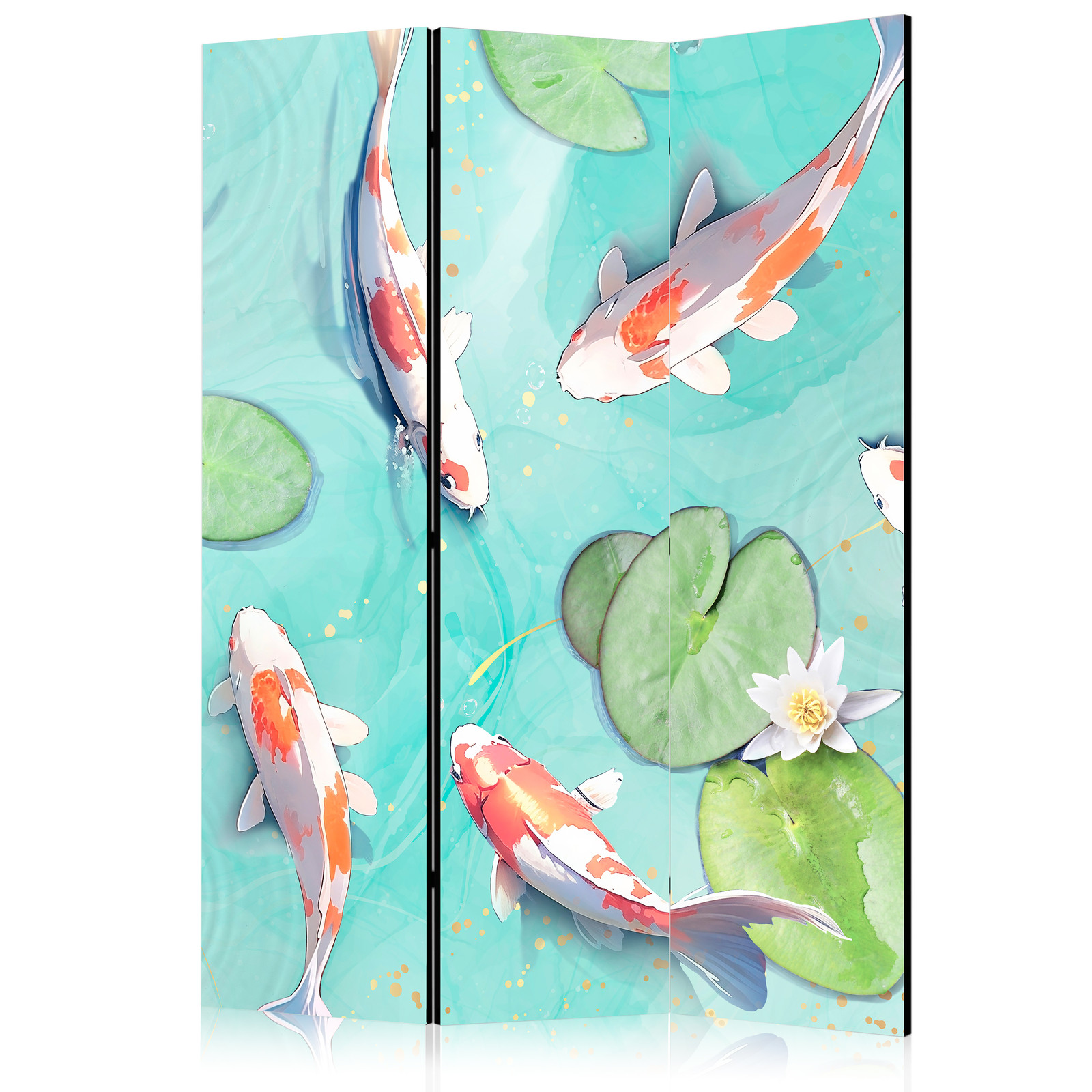 Διαχωριστικο Δωματιου - Spectacular Fish - White-orange Koi Fish Swimming In Crystal Clear Water With Water Lilies Ηχοαπορροφητικο 135x172cm