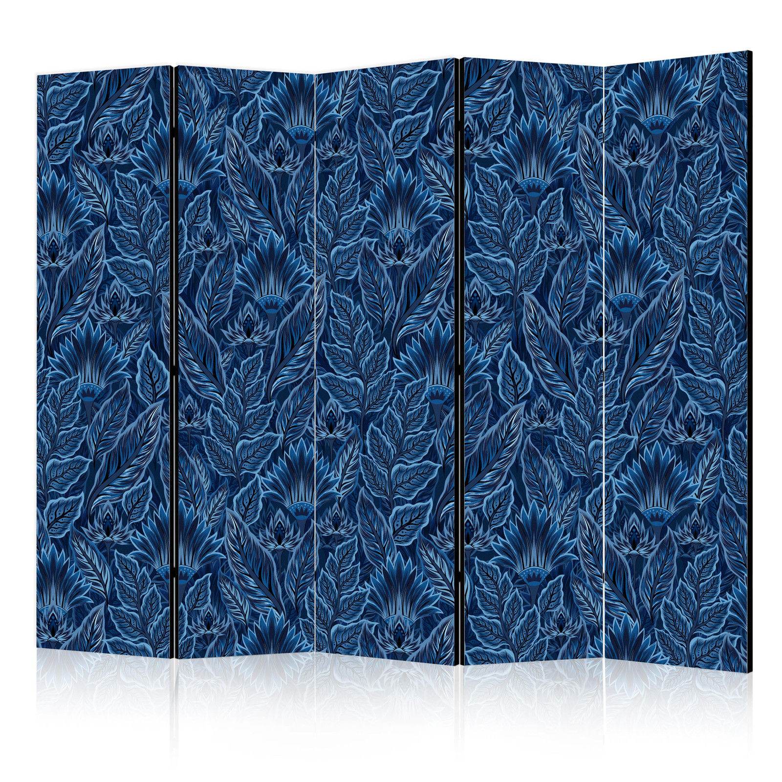 Διαχωριστικο Δωματιου - Dense Vegetation - Botanical Patterns In Illustrative Style; Blue Ηχοαπορροφητικο 225x172cm