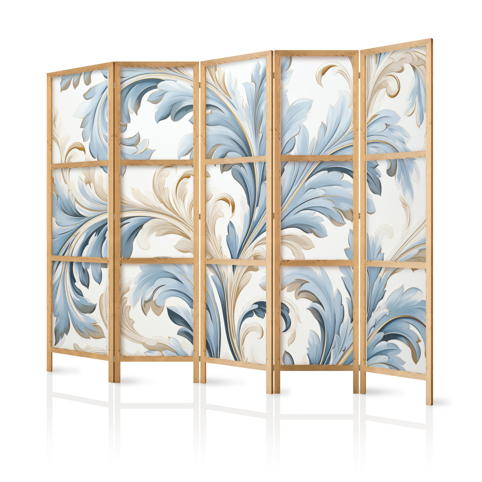 Ιαπωνικο Διαχωριστικο Δωματιου - Baroque Ornaments In Light - Cream-blue Colors 225x172cm