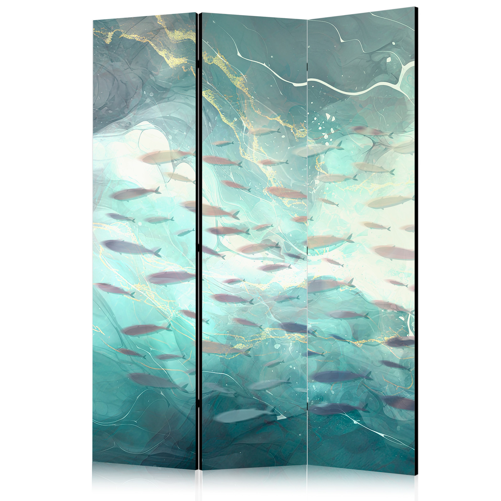 Διαχωριστικο Δωματιου - Escaping Fish - Very Fast Swimming Fishes In Muted Colors Among Sea Depths Ηχοαπορροφητικο 135x172cm