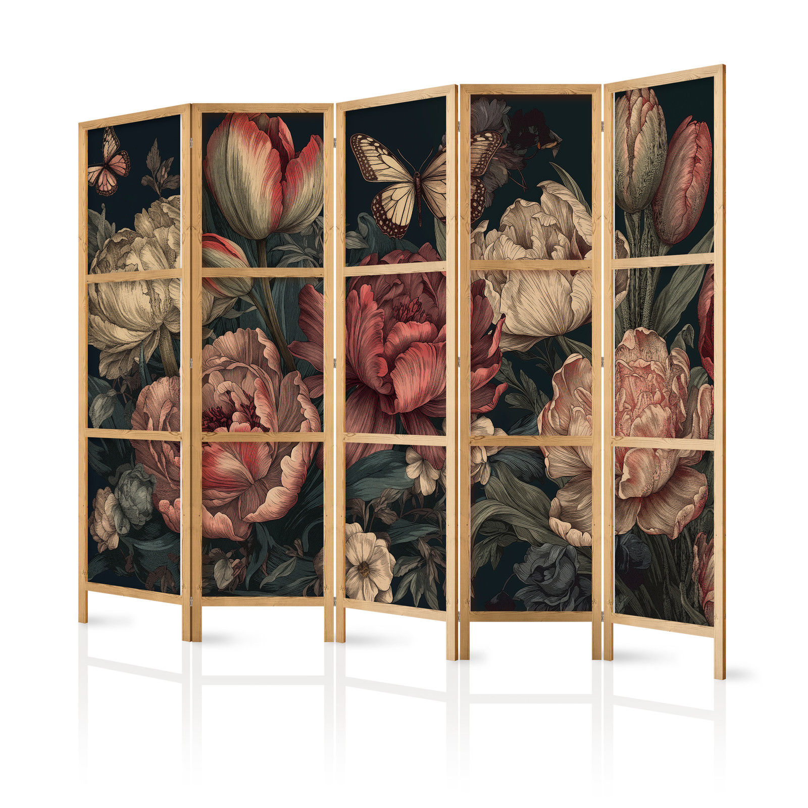 Ιαπωνικο Διαχωριστικο Δωματιου - Floral Illustration - Magnificent Flower Buds On A Turquoise Background 225x172cm