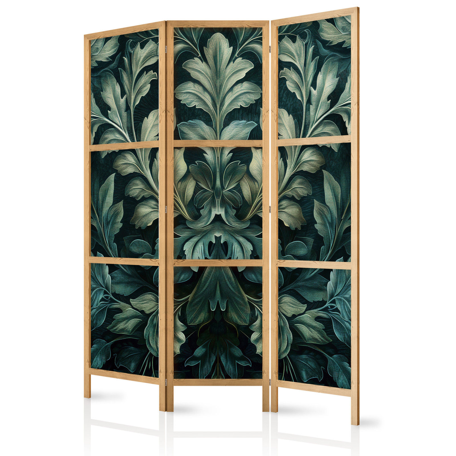 Ιαπωνικο Διαχωριστικο Δωματιου - Dark Green Victorian Leaves - Botanical Carved Composition 135x172cm