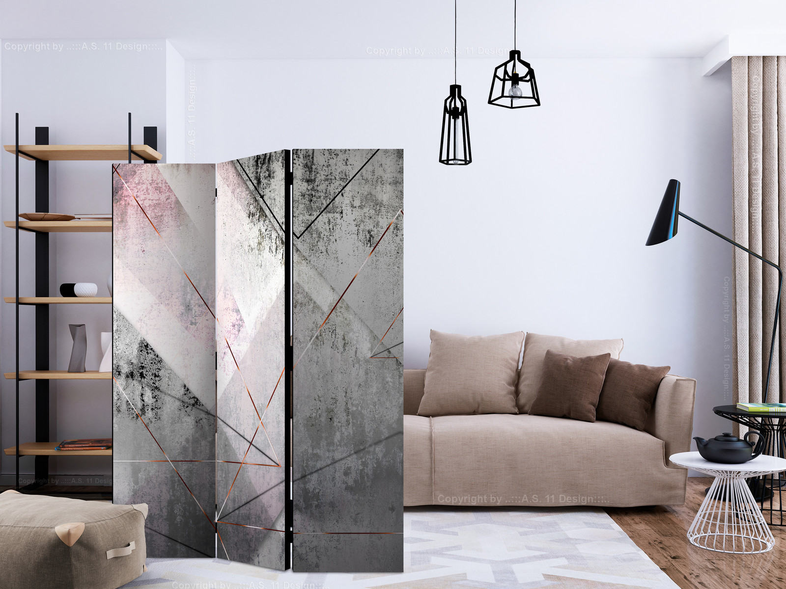 Διαχωριστικο Δωματιου - Triangular Perspective Διπλης Οψης 135x172cm