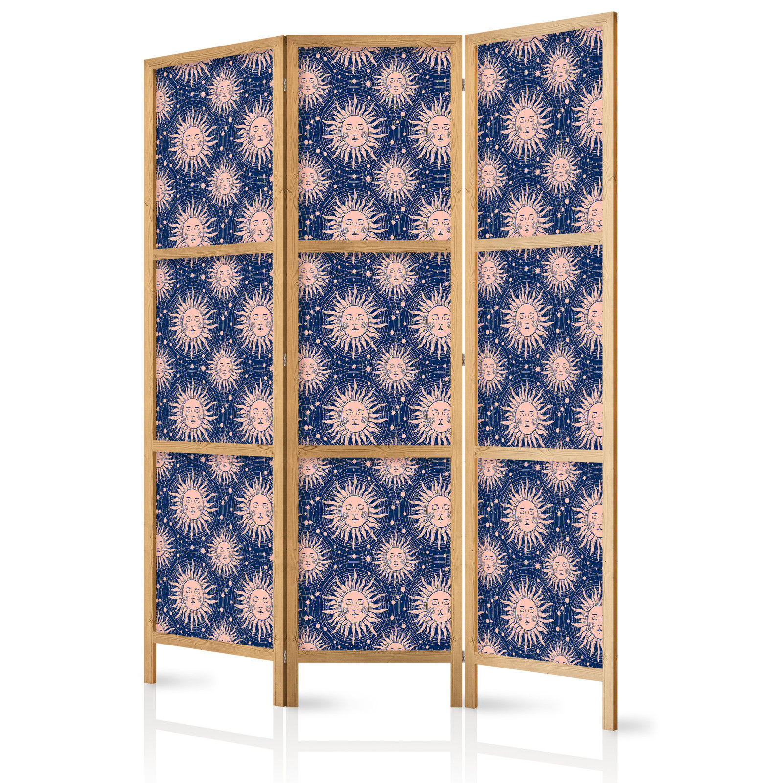 Ιαπωνικο Διαχωριστικο Δωματιου - Sunny Patterns - Repeating Sun Motif On A Navy Background 135x172cm