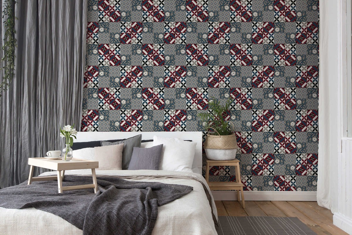 Ταπετσαρια Τοιχου Tiles Διαφορα Χρωματα