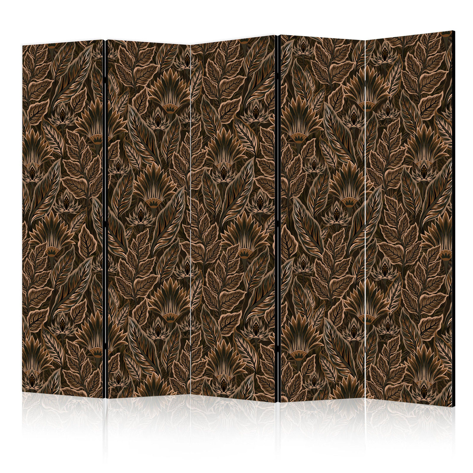 Διαχωριστικο Δωματιου - Dense Vegetation - Botanical Patterns In Illustrative Style; Brown Μονης Οψης 225x172cm