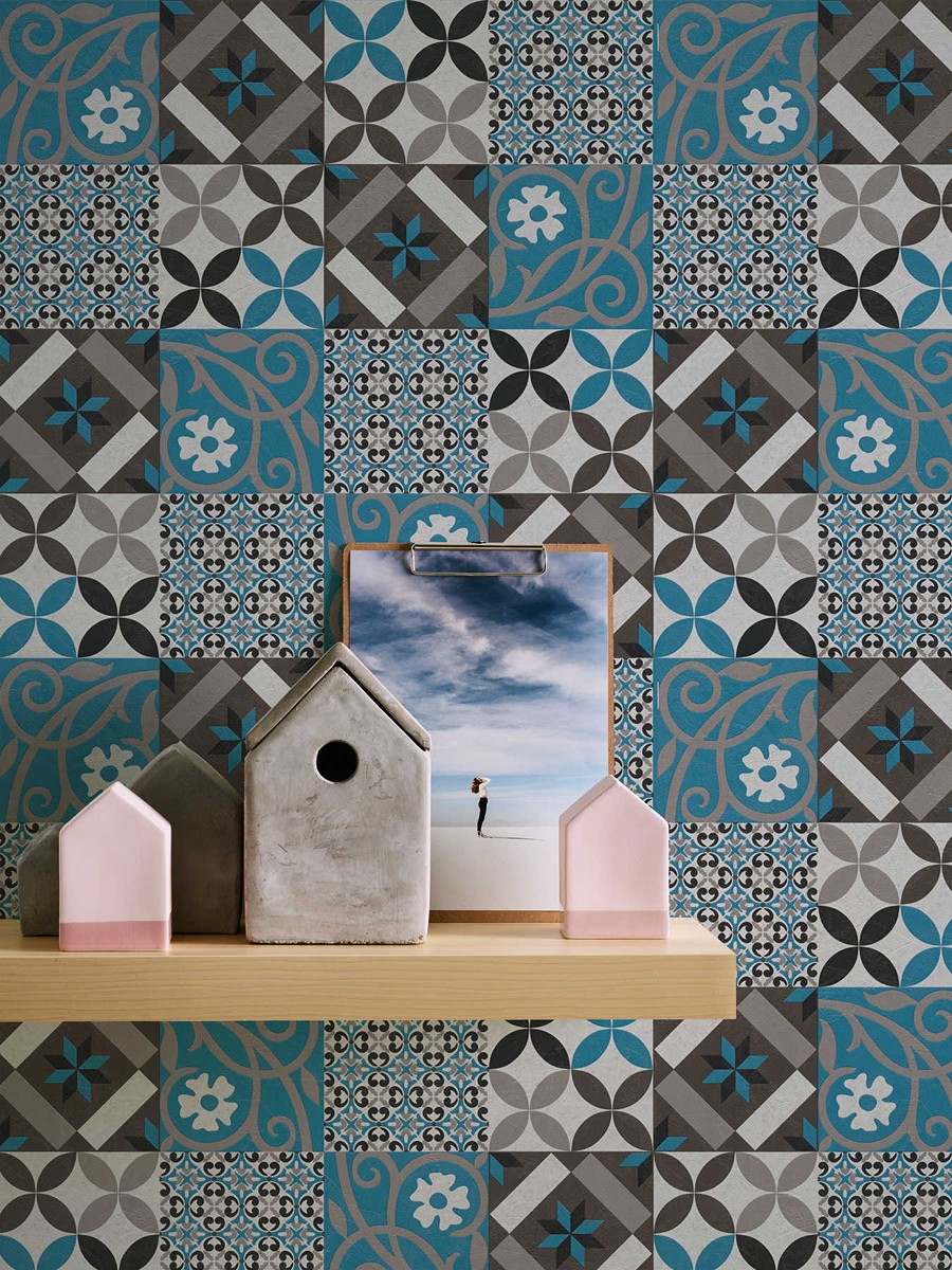 Ταπετσαρια Τοιχου Tiles Διαφορα Χρωματα